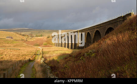 Dandry Mire Viaduc entre Garsdale et Moorcock sur la Murchison Infrastructure ferroviaire Réseau ferroviaire transportant des voyageurs et des trains Banque D'Images