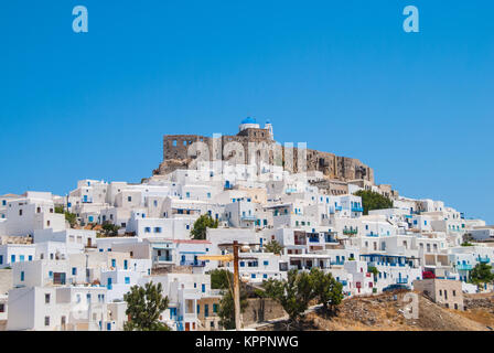 Vue panoramique sur le château de Astypalaia. Astipalea est une île égéenne de la Grèce. Banque D'Images