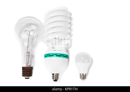 Ampoule fluorescente compacte classique versus contre de nouvelles ampoules à led Banque D'Images