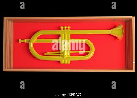 Trompette d'or de velours rouge fort Banque D'Images