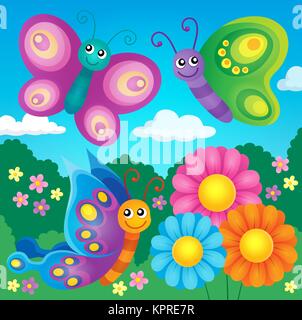 Thème libre 4 papillons heureux Banque D'Images