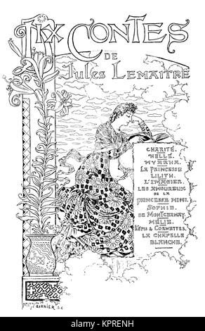 1894 dix contes de Jules Lemaitre livre à couverture de l'artiste Eugène Grasset du Studio Magazine Banque D'Images