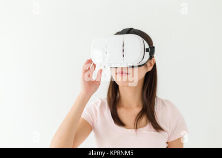 Femme portant appareil vr Banque D'Images