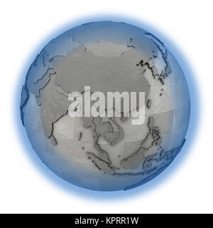 Asie du sud-est sur la planète Terre métallique Banque D'Images