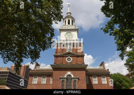 Tour de l'horloge de l'Independence Hall, Philadelphie, Pennsylvanie, États-Unis. Banque D'Images