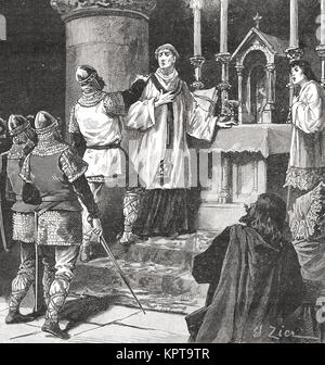 L'arrestation de l'Archevêque Geoffrey, Prieuré de Saint Martin dans la région de Dover, 1191 Banque D'Images