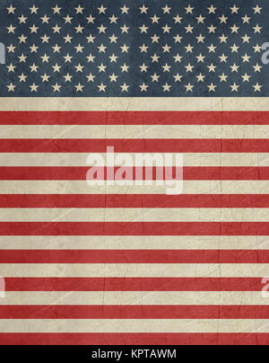Grunge banner drapeau américain suspendu verticalement. Banque D'Images