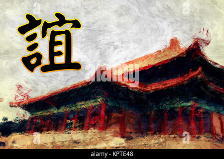 L'amitié de l'oeuvre de calligraphie dans la culture chinoise et Feng Shui Banque D'Images