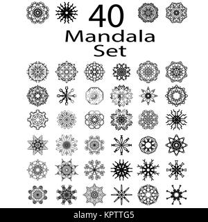 L'Islam, Arabe, Indienne, motifs ottomans. Mandala Contour monochrome isolé sur fond blanc. Amulette de ethniques Mandala Banque D'Images