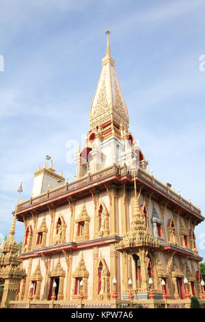 Dans la Pagode Wat Chalong ou Chaitharam Temple, Phuket, Thaïlande. Banque D'Images