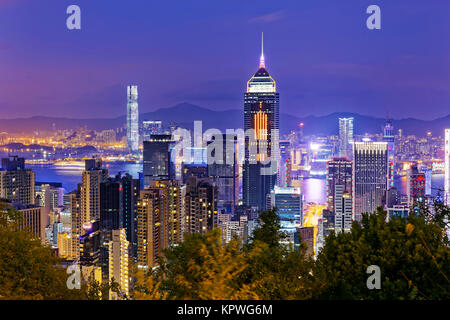 Hong Kong City Night Banque D'Images