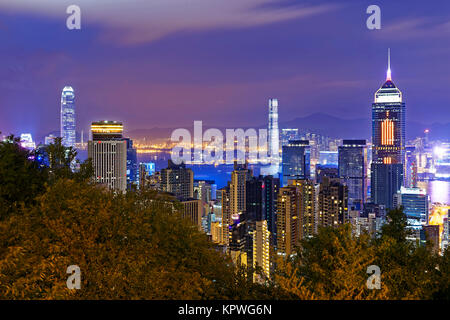 Hong Kong City Night Banque D'Images