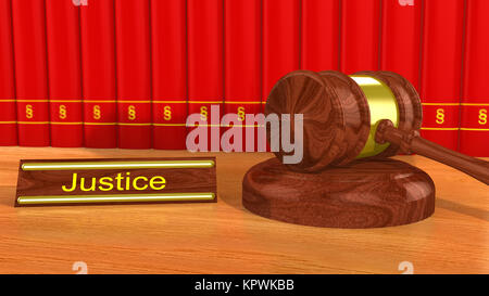 Marteau de la Justice avec des livres Banque D'Images