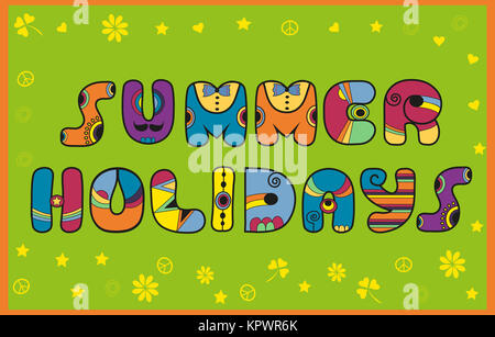 Inscription Vacances d'été. Lettres de couleur Banque D'Images