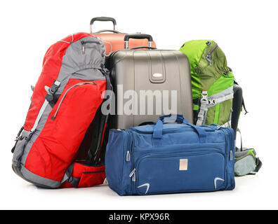 Assurance composé de grandes valises sac à dos et sac de voyage Banque D'Images