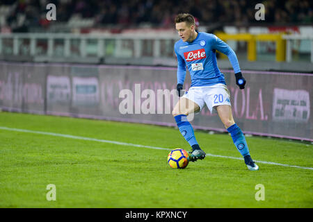 Turin, Italie. Déc 16, 2017. Piotr Zielinski (SSC Naples), au cours de la série d'un match de football entre Torino FC et SSC Napoli au Stadio Olimpico Grande Torino le 16 décembre 2017 à Turin, Italie. Crédit : Antonio Polia/Alamy Live News Banque D'Images