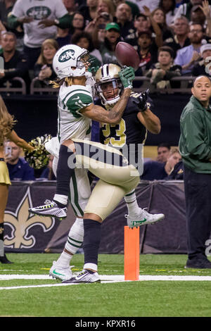 New Orleans, USA. 25Th Dec 2017. 17 décembre 2017 - New Orleans Saints Marshon évoluait Lattimore (23) la note de défense contre les New York Jets wide receiver Robby Anderson (11) au cours de la seconde moitié à la Mercedes-Benz Superdome de New Orleans, LA. New Orleans Saints a battu New York Jets 31-19. Stephen Lew/CSM Crédit : Cal Sport Media/Alamy Live News Banque D'Images