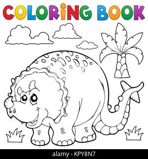 Thème 6 livre de coloriage dinosaure Banque D'Images