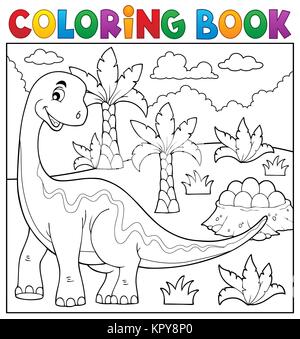 Dinosaure à colorier le thème 6 Banque D'Images