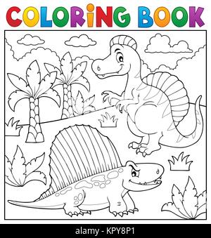 Thème 7 livre de coloriage dinosaure Banque D'Images