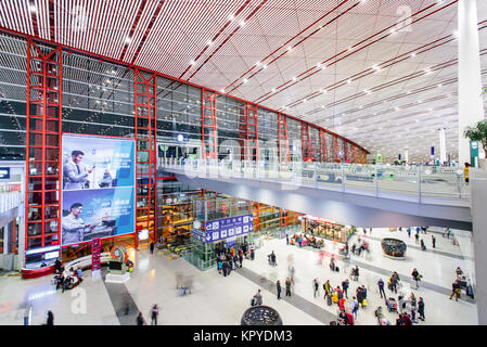 Beijing, Chine - Nov 28,2017:vue de l'intérieur de l'aéroport international de Pékin la borne n°3 Banque D'Images