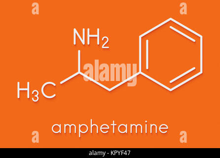 L'amfétamine (stimulants, vitesse) drogue stimulante, la molécule. Formule topologique. Banque D'Images