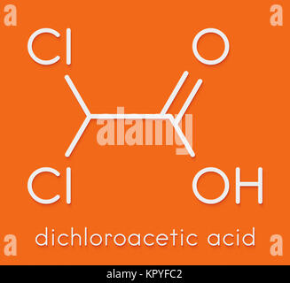 L'acide dichloroacétique (DCA). Sels dichloroacétate inhibent l'enzyme kinase pyruvate déshydrogénase et sont évalués dans le traitement du cancer. Skelet Banque D'Images