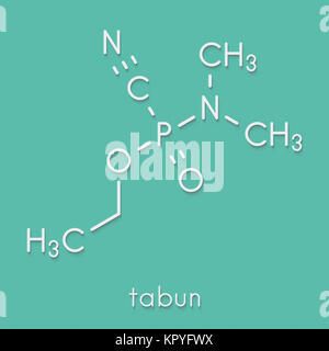 Molécule d'agents neurotoxiques tabun (arme chimique). Formule topologique. Banque D'Images