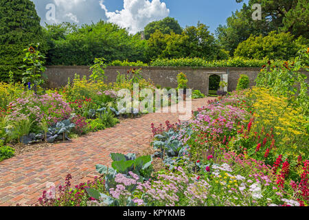 Le jardin clos récemment replanté frontières à Athelhampton House, Puddletown, Dorset, England, UK Banque D'Images