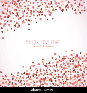 Dans le cadre de texte faites à partir de petits cœurs. Carte postale de la Saint-Valentin. Copier l'espace. Cadre pour le texte. Flyer romantique avec des coeurs. Joli concept. Se disperser. Colo chaud Illustration de Vecteur