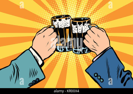 Toasting beer mains partie poster Banque D'Images