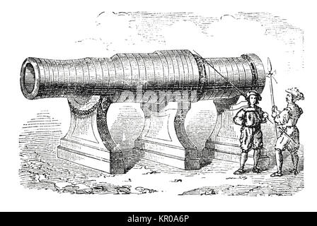 Illustration du 19 ème siècle d'un canon de bombardement d'artillerie géante appelé Dulle Griet (Mad Meg, nommé d'après la figure folklorique flamande Dent Gret). Banque D'Images