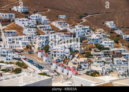 Vue aérienne de Hora (village principal) d'Astypalea island en Grèce Banque D'Images