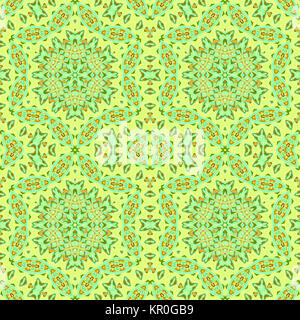 Abstract background transparent géométrique. Hexagone régulier vert menthe orange ornements avec éléments sur lime green. Quartier calme, couleurs et ornés de vastes. Banque D'Images