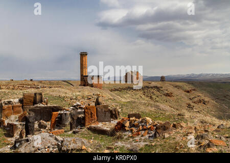 Ruines de l'ancienne capitale de l'Bagradit Royaume Arménien, Ani, à Kars, Turquie. Banque D'Images