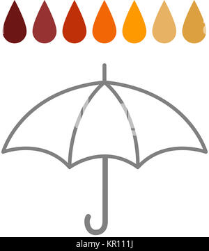 La pluie acide des sept couleurs - gouttes de pluie au-dessus d'un contour gris d'un parapluie Banque D'Images