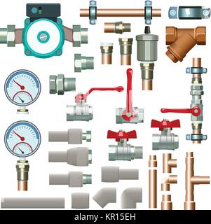 Jeu d'équipement de chauffage Illustration de Vecteur