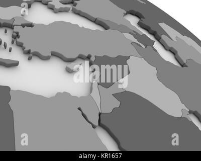 Moyen Orient sur carte 3D gris Banque D'Images