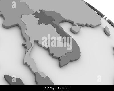 La Thaïlande sur carte 3D gris Banque D'Images