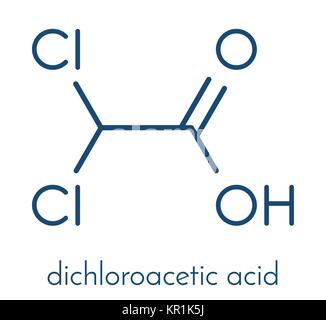 L'acide dichloroacétique (DCA). Sels dichloroacétate inhibent l'enzyme kinase pyruvate déshydrogénase et sont évalués dans le traitement du cancer. Skelet Illustration de Vecteur