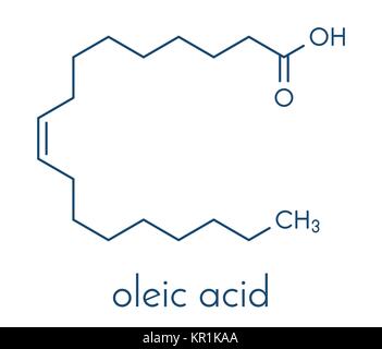 L'acide oléique (oméga-9, CEI) acide gras. Commun dans les graisses animales et les huiles végétales. Son sel, oléate de sodium, est souvent utilisée dans le savon. Formule topologique. Illustration de Vecteur