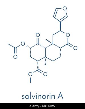 La salvinorine A entheogen molécule. Molécule psychotrope de la Salvia divinorum. Formule topologique. Illustration de Vecteur