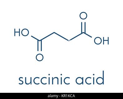 L'acide succinique (acide butanedioïque, l'esprit d'ambre) molécule. Des intermédiaires du cycle de l'acide citrique. Sels et esters connu comme succinates. Formule topologique. Illustration de Vecteur