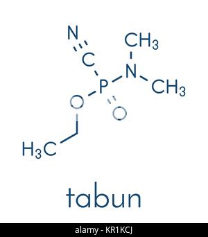 Molécule d'agents neurotoxiques tabun (arme chimique). Formule topologique. Illustration de Vecteur