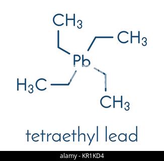 Tetraethyllead booster d'octane de l'essence molécule. Composés organoplombiques neurotoxique composé. Formule topologique. Illustration de Vecteur