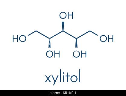 Le xylitol édulcorant molécule. Utilisé comme substitut du sucre. Formule topologique. Illustration de Vecteur