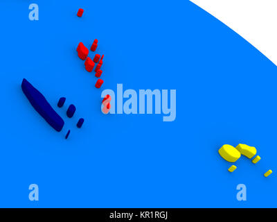 La Nouvelle-Calédonie, Fidji et Vanuatu on colorful globe 3D Banque D'Images