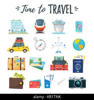 Travel and Tourism icons Illustration de Vecteur