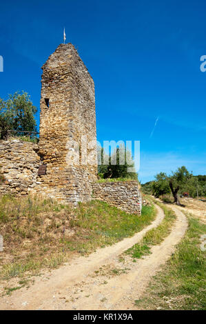 Vestiges du château médiéval de Fontignano, petit village de l'Ombrie, Italie Banque D'Images