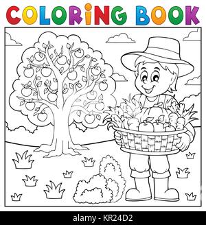 Livre de coloriage fermier avec la récolte 3 Banque D'Images